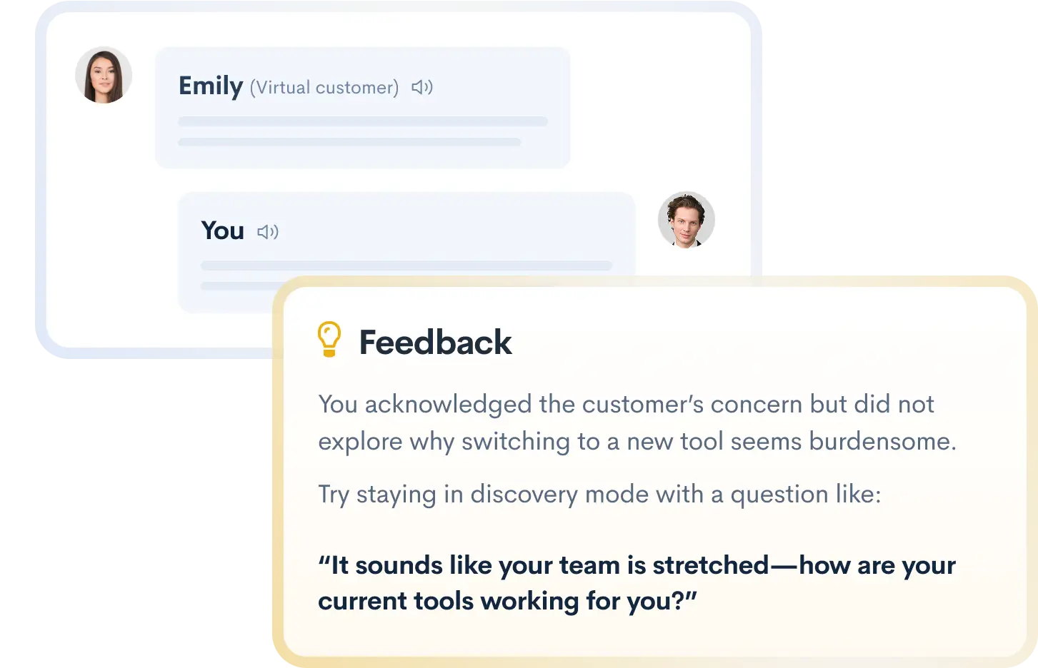 Sagacity interface showing real-time feedback with job-relevant guidance and recommendations